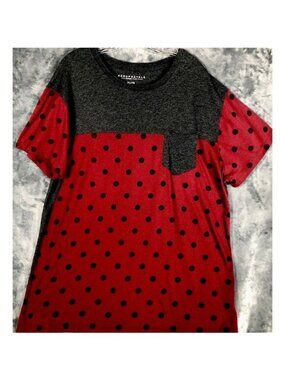 Aéropostale  Blouse Woman's Shirt XL Black & Red Polka Dot Tee
